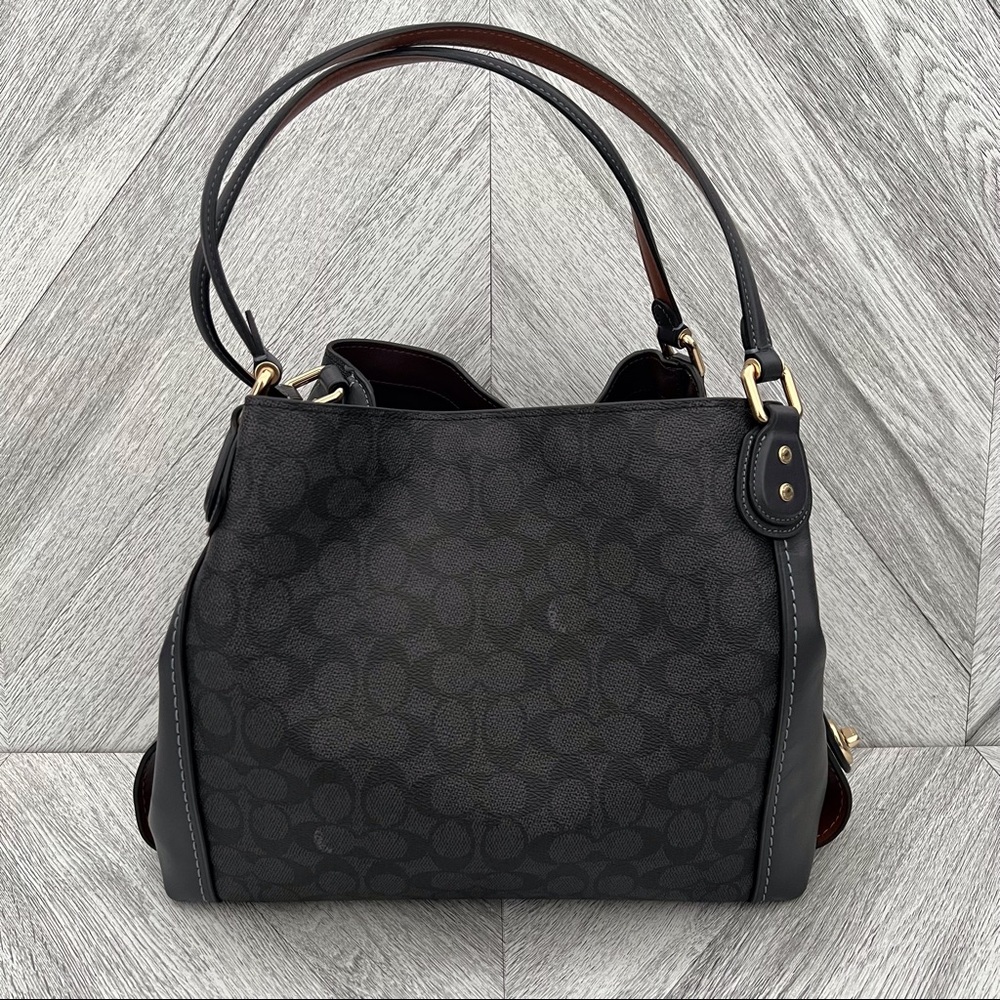 Coach Edie 31 Signature Canvas Hobo Shoulder Bag In Charcoal Midnight Navy